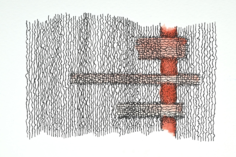 Postcard with iron oxide red