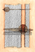 Postcard spheres and lines with red iron oxide.