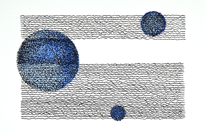 Postcard with Blue Circles