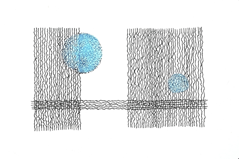 Postcard with Duochrome Aquamarine Circles