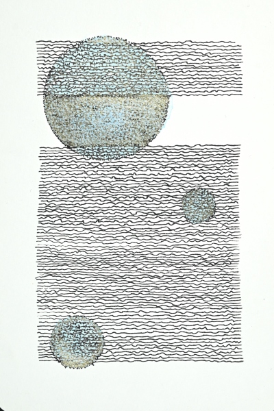 Postcard with Duochrome Cabo Blue Circles